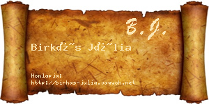 Birkás Júlia névjegykártya